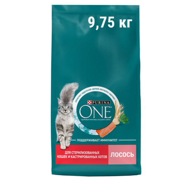 Сухой корм Purina ONE® для стерилизованных кошек и кастрированных котов с лососем 9,75 кг