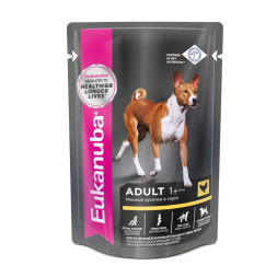 Влажный корм Eukanuba Adult Dog для собак с курицей в соусе в паучах - 100 г х 24 шт