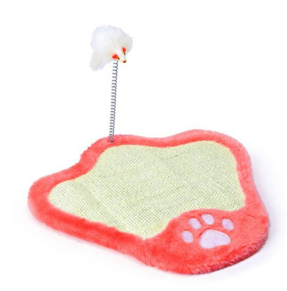 Camon когтеточка для кошек с мышкой на пружине, красная, 40х33 см