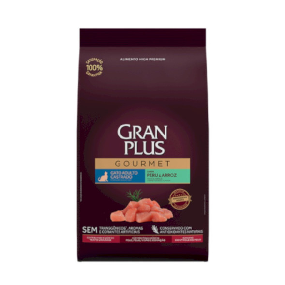 Granplus Gourmet Cat Sterilised сухой корм для взрослых стерилизованных и кастрированных котов и кошек, с индейкой и рисом - 3 кг