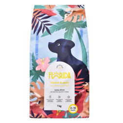 Florida сухой корм для щенков крупных пород с курицей и яблоком - 1 кг
