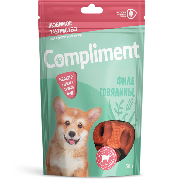 Compliment лакомство для щенков Филе говядины в форме косточки - 50 г