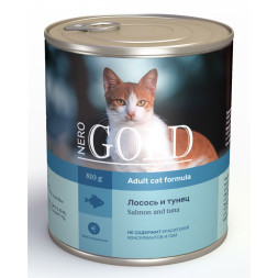 Nero Gold Adult Cat Formula Salmon Tuna консервы для взрослых кошек с лососем и тунцом - 810 г х 12 шт