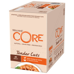 Wellness Сore Tender Cuts влажный корм для кошек с курицей и индейкой в соусе в паучах 85 г х 24 шт