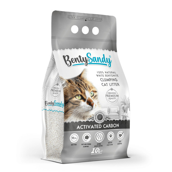BentySandy Activated Carbon наполнитель для кошачьего туалета комкующийся, глиняный, с активированным углем - 8,7 кг (10 л)