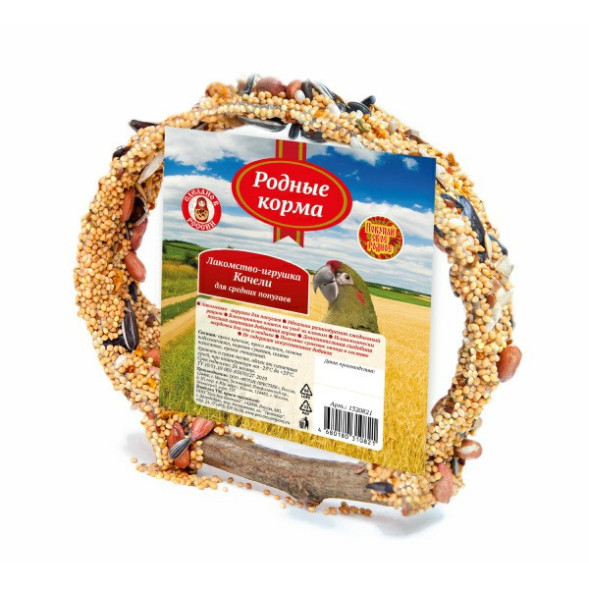 Родные корма лакомство-игрушка качели для средних попугаев, 15 см - 150 г