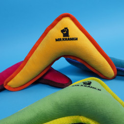 Mr.Kranch игрушка для собак средних и крупных пород Бумеранг с пищалкой, 34х28,5х6,5 см, желтый