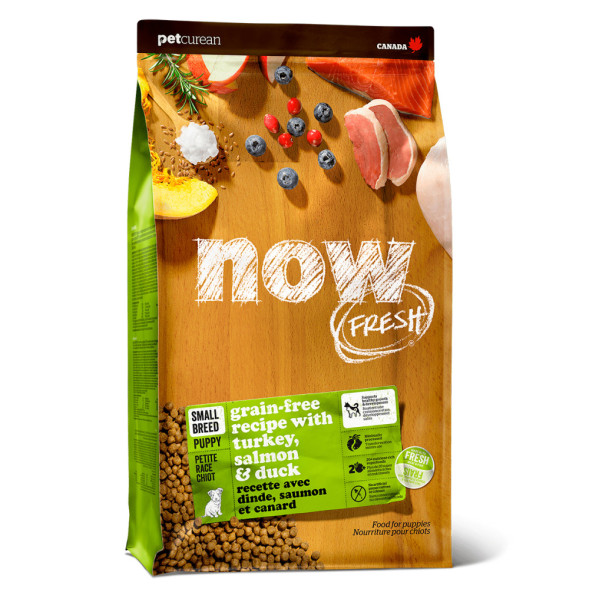 NOW Fresh Grain Free 28/18 сухой беззерновой корм для щенков мелких пород, с индейкой, уткой и овощами - 9,98 кг