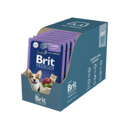 Brit Premium паучи для взрослых собак всех пород с ягненком в соусе - 85 г х 14 шт