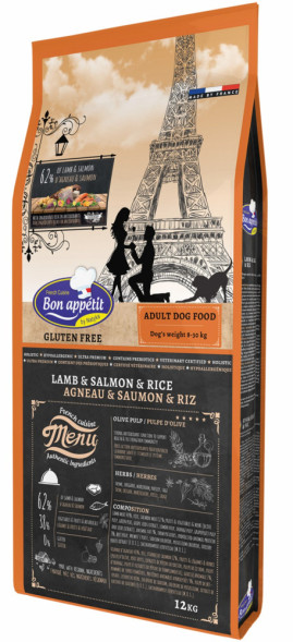 Bon Appetit Dog Adult Lamb&amp;amp;Rice сухой корм для взрослых собак с ягненком, лососем и рисом - 12 кг