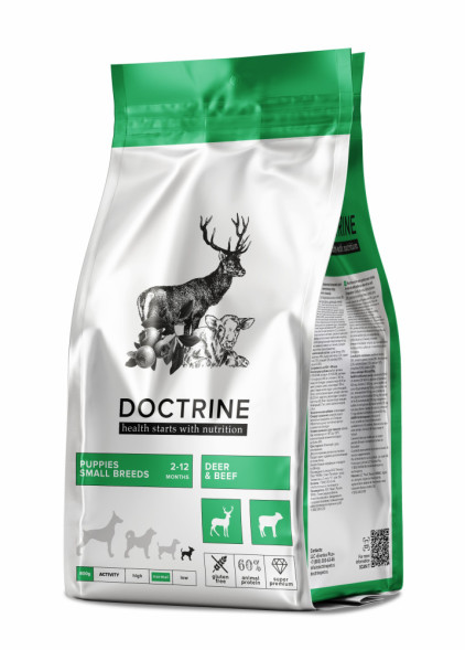 Doctrine сухой беззерновой корм для щенков мелких пород с телятиной и олениной - 800 г