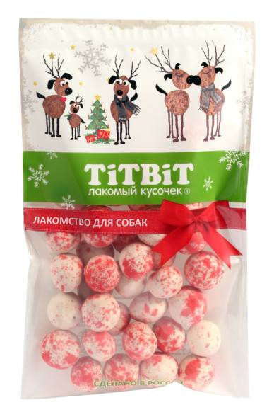 Titbit Новогодняя коллекция лакомство для собак конфеты мясные с клюквой - 70 г