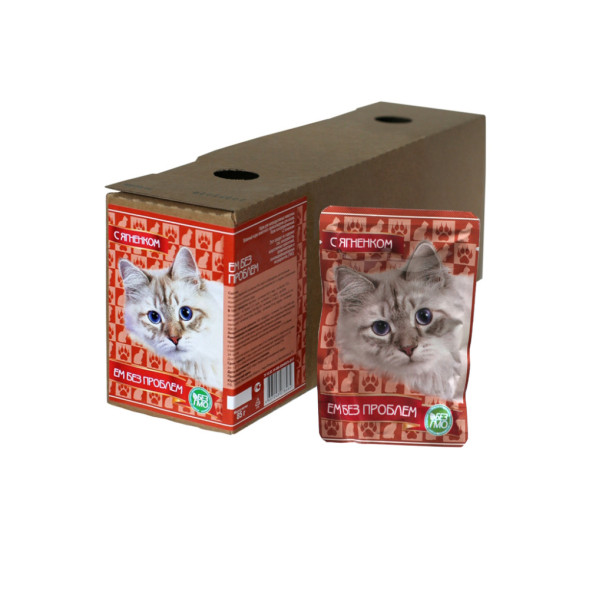 Ем без проблем влажный корм для кошек с ягненком, в паучах - 85 г х 24 шт