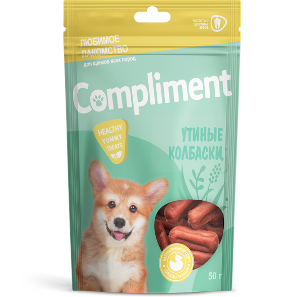 Compliment лакомство для щенков Нежные мясные колбаски из мяса утки - 50 г