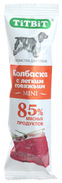 TiTBiT лакомство для собак колбаска с легким говяжьим mini - 1 шт