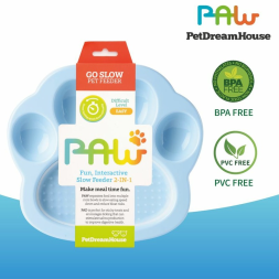 PetDreamHouse PAW 2-IN-1 Mini Slow Feeder &amp;amp; Lick Pad Baby Blue Easy миска Лапа для медленного кормления 2в1 мини, голубая - 200 г
