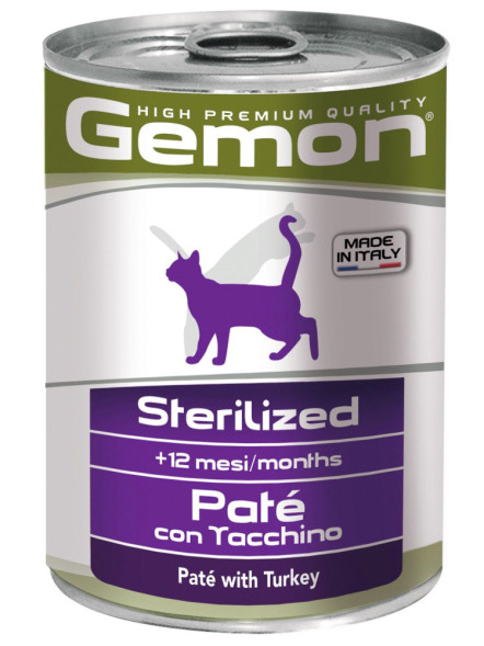 Gemon Cat Sterilised влажный корм для стерилизованных кошек с индейкой 400 г x 24 шт