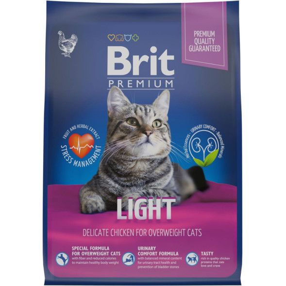 Brit Premium Cat Light сухой корм для кошек с избыточным весом с курицей - 2 кг