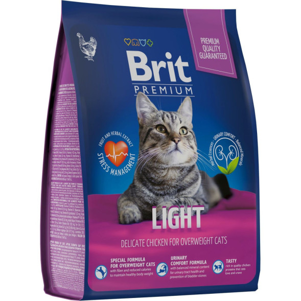 Brit Premium Cat Light сухой корм для кошек с избыточным весом с курицей - 2 кг