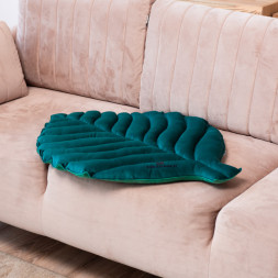 Mr.Kranch лежанка для собак Листочек, средняя двусторонняя с имитацией кожи, 90х65х5 см, зеленая