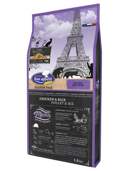 Bon Appetit Cat Kitten сухой корм для котят с курицей и рисом - 1,5 кг