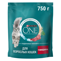 Сухой корм Purina ONE® для взрослых кошек с говядиной 750 г