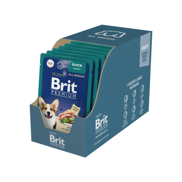Brit Premium паучи для взрослых собак всех пород с уткой в соусе - 85 г х 14 шт
