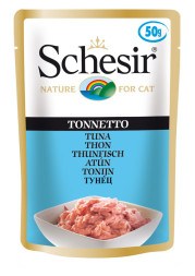Schesir Cat Adult влажный корм для взрослых кошек с тунцом в желе в паучах - 50 г х 30 шт