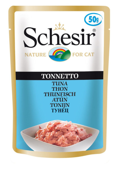 Schesir Cat Adult влажный корм для взрослых кошек с тунцом в желе в паучах - 50 г х 30 шт