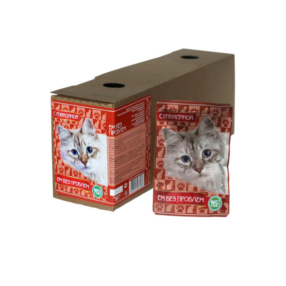 Ем без проблем влажный корм для кошек с говядиной, в паучах - 85 г х 24 шт