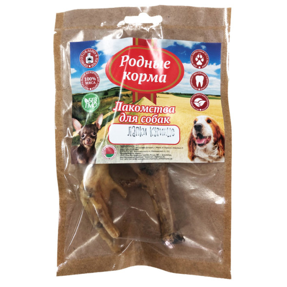 Родные Корма лакомство для собак лапки куриные, сушеные в дровяной печи