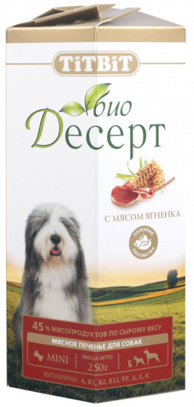 TiTBiT лакомство для собак печенье с мясом ягненка мини - 250 г