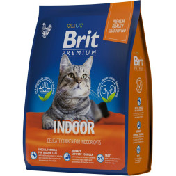 Brit Premium Cat Indoor сухой корм для кошек домашнего содержания с курицей - 2 кг