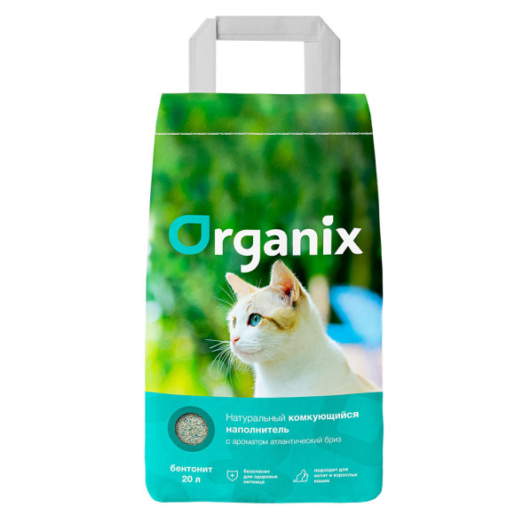 Organix комкующийся глиняный наполнитель для кошачьего туалета, с ароматом Атлантический Бриз - 16 кг