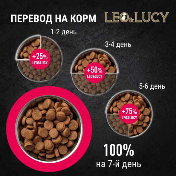 LEO&amp;amp;LUCY сухой холистик корм для взрослых и пожилых собак всех пород с индейкой и ягодами - 4,5 кг