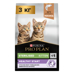 Сухой корм PRO PLAN® HEALTHY START для стерилизованных котят от 3 до 12 месяцев, с высоким содержанием лосося 3 кг