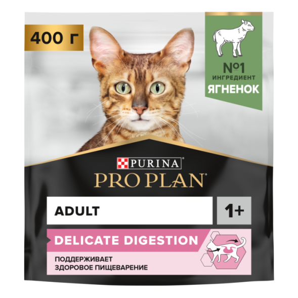 Сухой корм для кошек Pro Plan Delicate при чувствительном пищеварении с ягненком 400 г