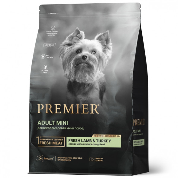 Premier Dog Lamb&amp;amp;Turkey ADULT Mini (Свежее мясо ягненка с индейкой для собак мелких пород) 1 кг