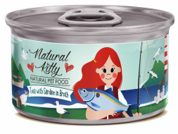 Pettric Natural Kitty влажный корм для взрослых кошек с тунцом и сардинами в бульоне, в консервах - 80 г х 24 шт