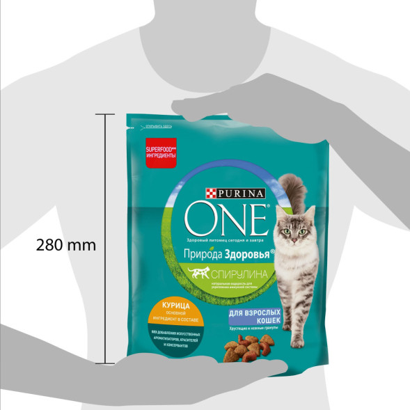 Purina One Природа Здоровья сухой корм для взрослых кошек с курицей - 680 г