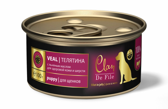 Clan De File влажный корм для щенков с телятиной, в консервах - 100 г
