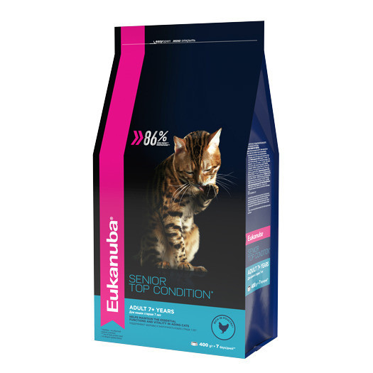 Сухой корм Eukanuba Cat Senior для пожилых кошек с домашней птицей - 400 г
