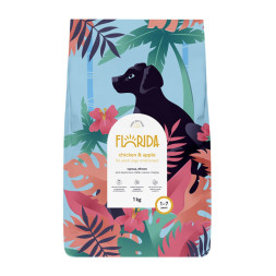 Florida сухой корм для взрослых собак мелких пород с курицей и яблоком - 1 кг