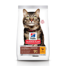 Сухой корм Hills Science Plan Hairball Indoor для выведения шерсти из желудка у пожилых домашних кошек, с курицей - 1,5 кг