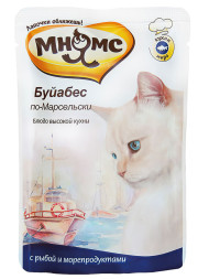 Мнямс влажный корм Буйабес по-Марсельски с рыбой с морепродуктами для взрослых кошек в паучах - 85 г (12 шт в уп)