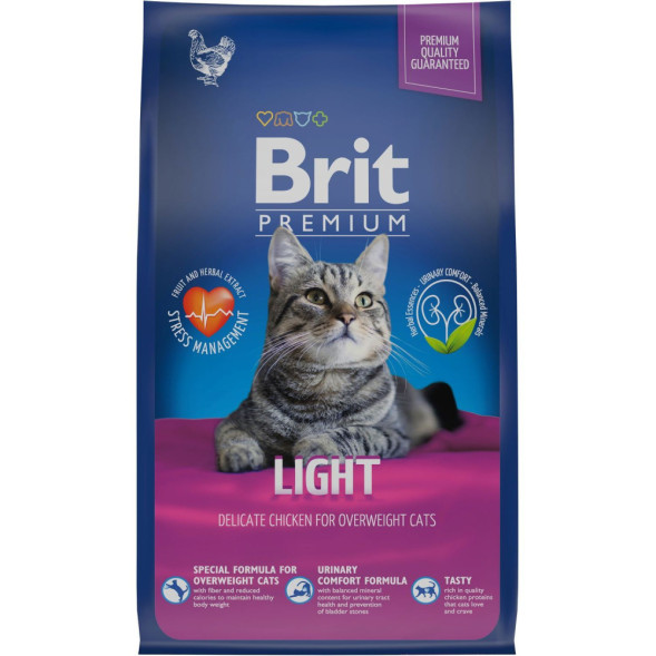 Brit Premium Cat Light сухой корм для кошек с избыточным весом с курицей - 800 г