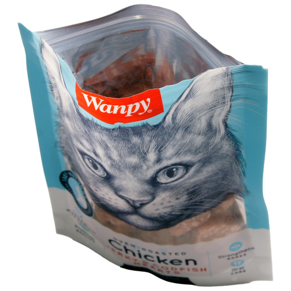 Лакомство Wanpy Cat для кошек «сердечки» из курицы с треской 80 г