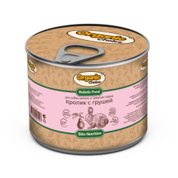 Organic Сhoice влажный корм для взрослых собак мелких и средних пород кролик с грушей, в консервах - 240 г х 12 шт