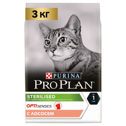 Сухой корм для кошек Pro Plan Sterilised для стерилизованных кошек с лососем 3 кг