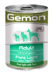 Gemon Dog Light влажный корм для взрослых собак облегченный паштет тунец в консервах - 400 г х 24 шт